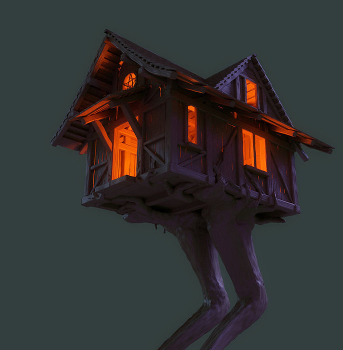 baba yaga s cottage on a chicken leg wip by ikkiz-d5ox377